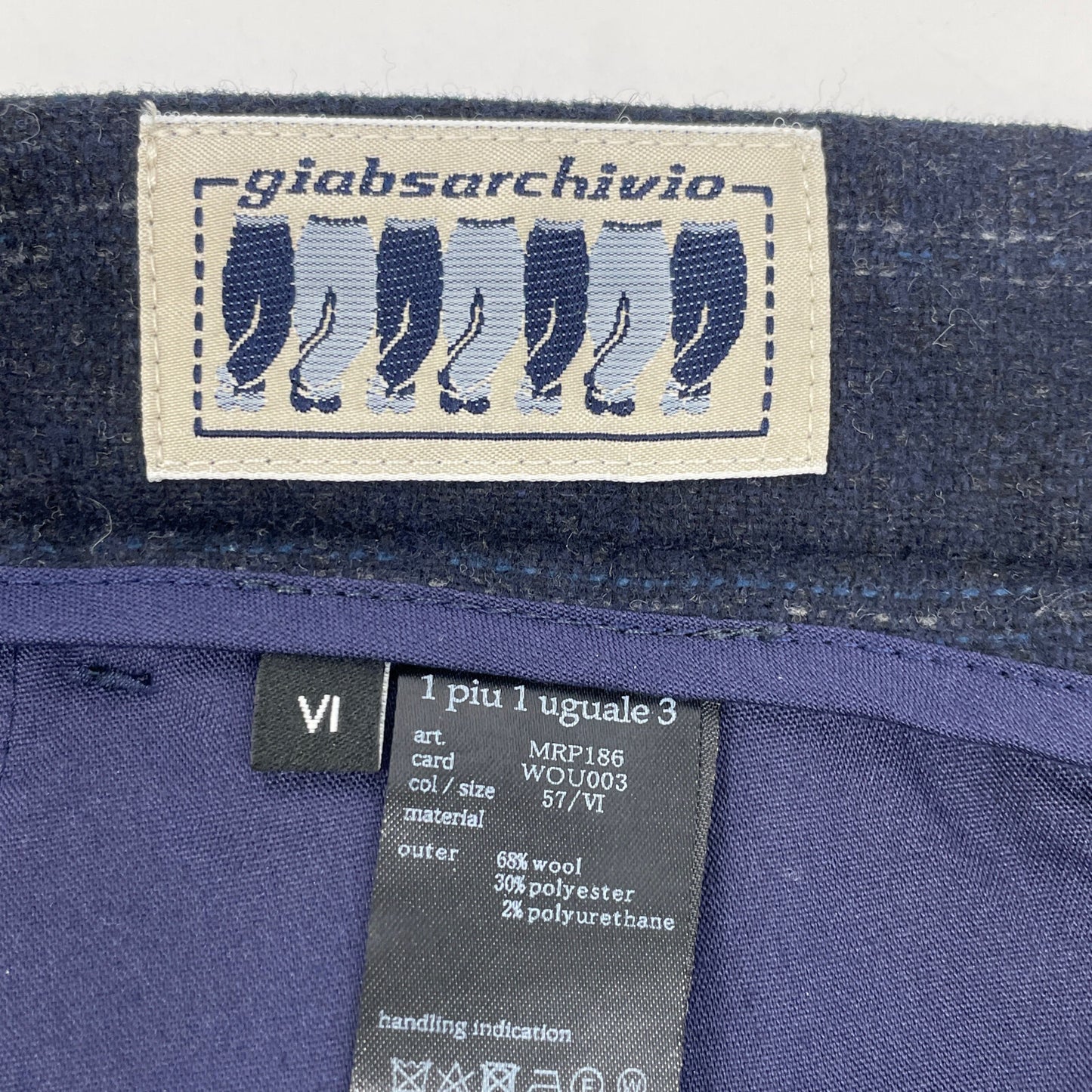 1piu1uguale3 ウノピゥウノウグァーレトレ ﾈｲﾋﾞｰ ｳｰﾙ混 113 giab's EASY ITALY TROUSERS PANTS ボトムス M