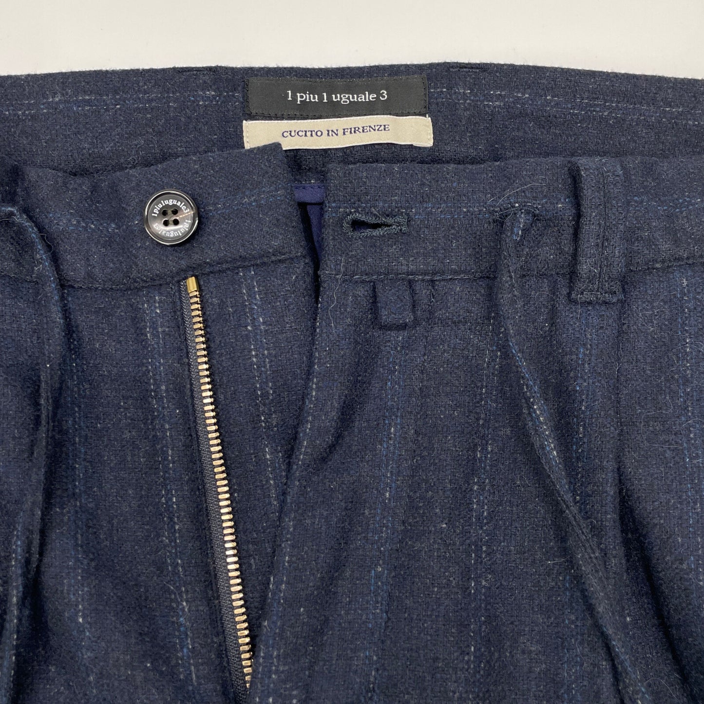 1piu1uguale3 ウノピゥウノウグァーレトレ ﾈｲﾋﾞｰ ｳｰﾙ混 113 giab's EASY ITALY TROUSERS PANTS ボトムス M