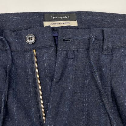 1piu1uguale3 ウノピゥウノウグァーレトレ ﾈｲﾋﾞｰ ｳｰﾙ混 113 giab's EASY ITALY TROUSERS PANTS ボトムス M