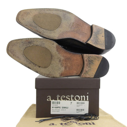 a.testoni ア テストーニ ブラックレーベル レザー ウィングチップ シューズ メンズ ブラック 7 M11559FRG シューズ 7