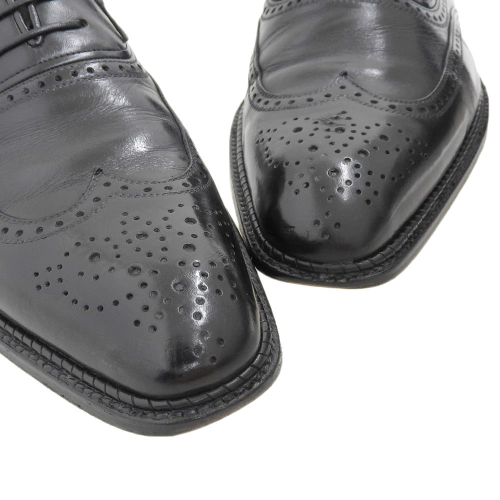 a.testoni ア テストーニ ブラックレーベル レザー ウィングチップ シューズ メンズ ブラック 7 M11559FRG シューズ 7