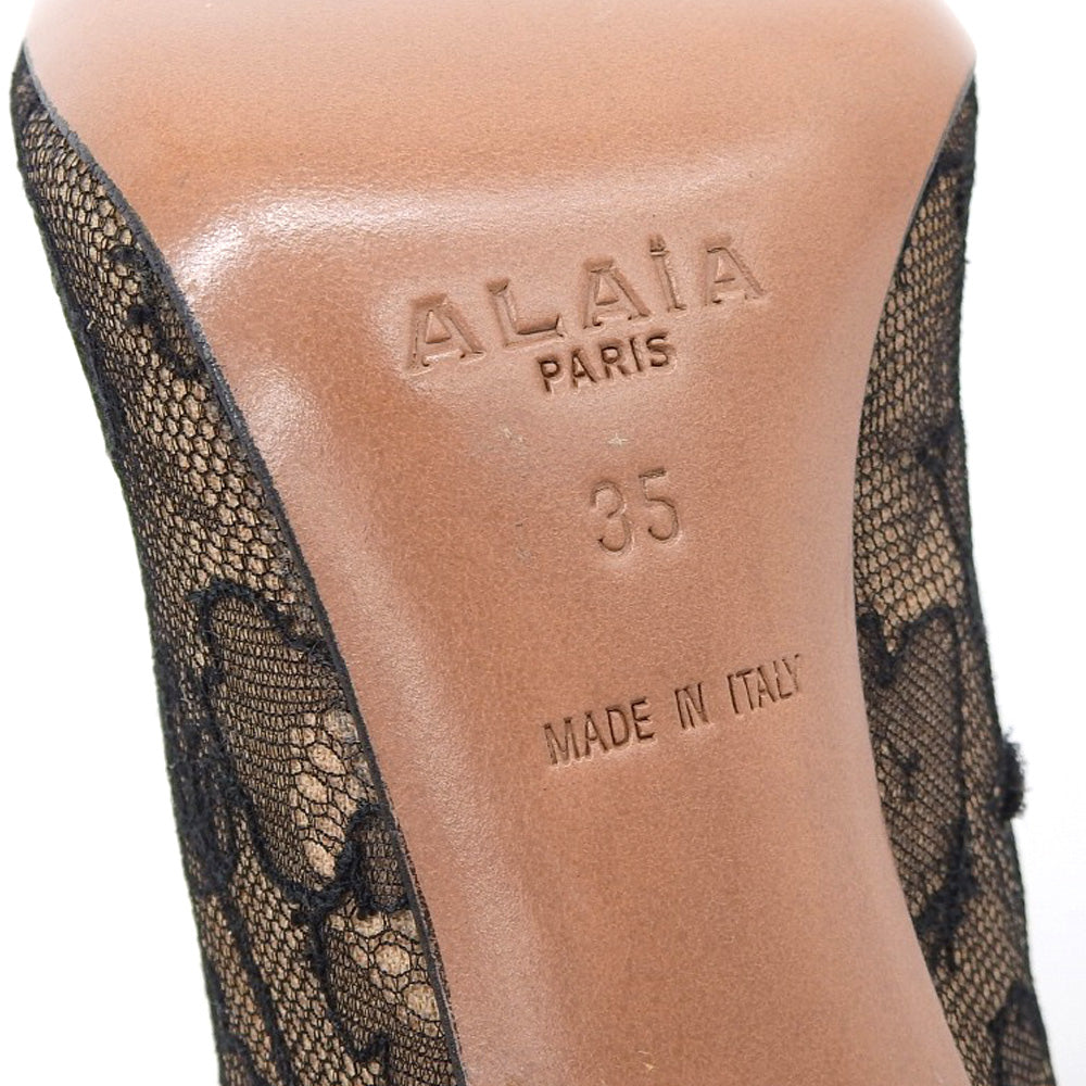 ALAIA アライア 新品同様 フラワーモチーフ レース ショートブーツ レディース ブラック オレンジ 35 シューズ 35