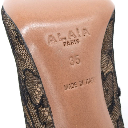 ALAIA アライア 新品同様 フラワーモチーフ レース ショートブーツ レディース ブラック オレンジ 35 シューズ 35