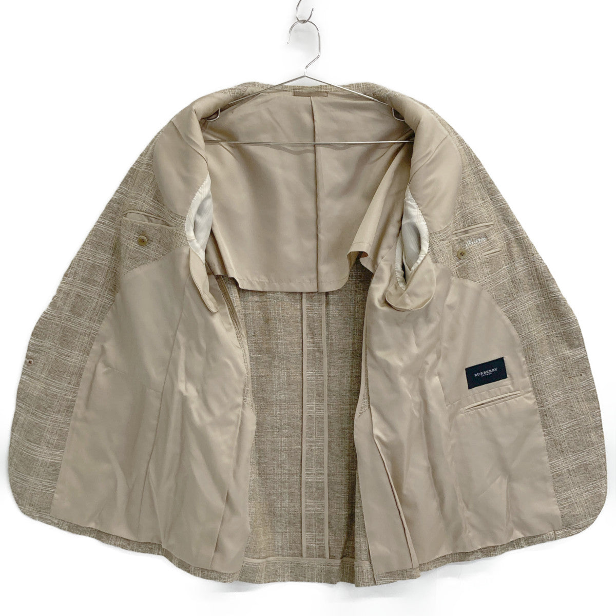 BURBERRY LONDON バーバリーロンドン BBE81-435-44 ﾍﾞｰｼﾞｭ ﾘﾈﾝｳｰﾙ ﾁｪｯｸ ﾃｰﾗｰﾄﾞｼﾞｬｹｯﾄ ジャケット 表記なし