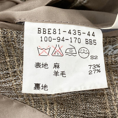 BURBERRY LONDON バーバリーロンドン BBE81-435-44 ﾍﾞｰｼﾞｭ ﾘﾈﾝｳｰﾙ ﾁｪｯｸ ﾃｰﾗｰﾄﾞｼﾞｬｹｯﾄ ジャケット 表記なし