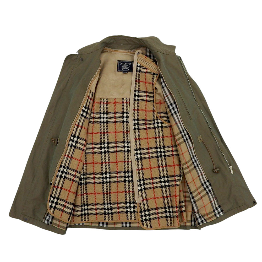 Burberry's バーバリーズ コットン100% 玉虫 ノヴァチェック ライナー付き ブルゾン ジャケット メンズ カーキ Medium ジャケット M