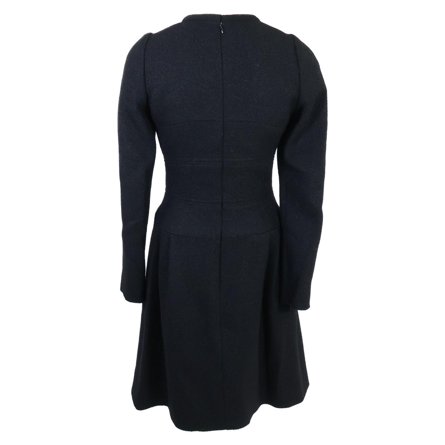 CHANEL シャネル 【美品】16B P54617V37240 ココマークプレート フロントプリーツ ツイード ワンピース 34