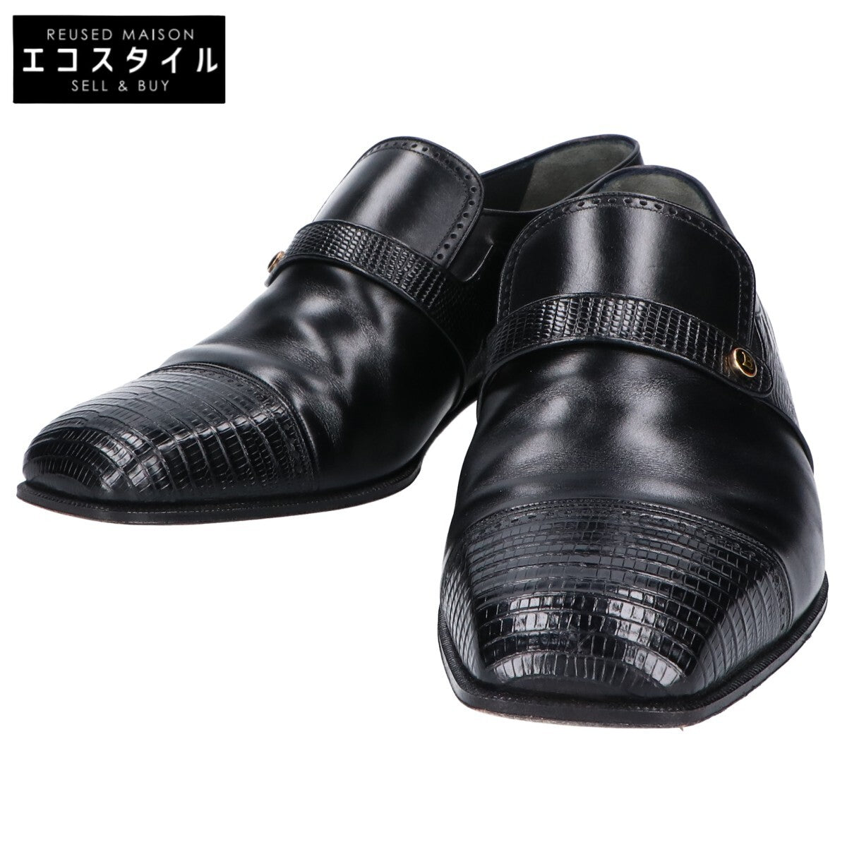 BALLY バリー GALADO-01 ブラック SICOS リザード×レザー ローファー シューズ 6 1/2