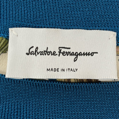 Salvatore Ferragamo サルヴァトーレフェラガモ ﾌﾞﾙｰ 7958-094 19年 ﾎﾞﾀﾆｶﾙ ｼﾙｸﾌﾟﾘﾝﾄ ｶｯﾄｿｰ トップス 38