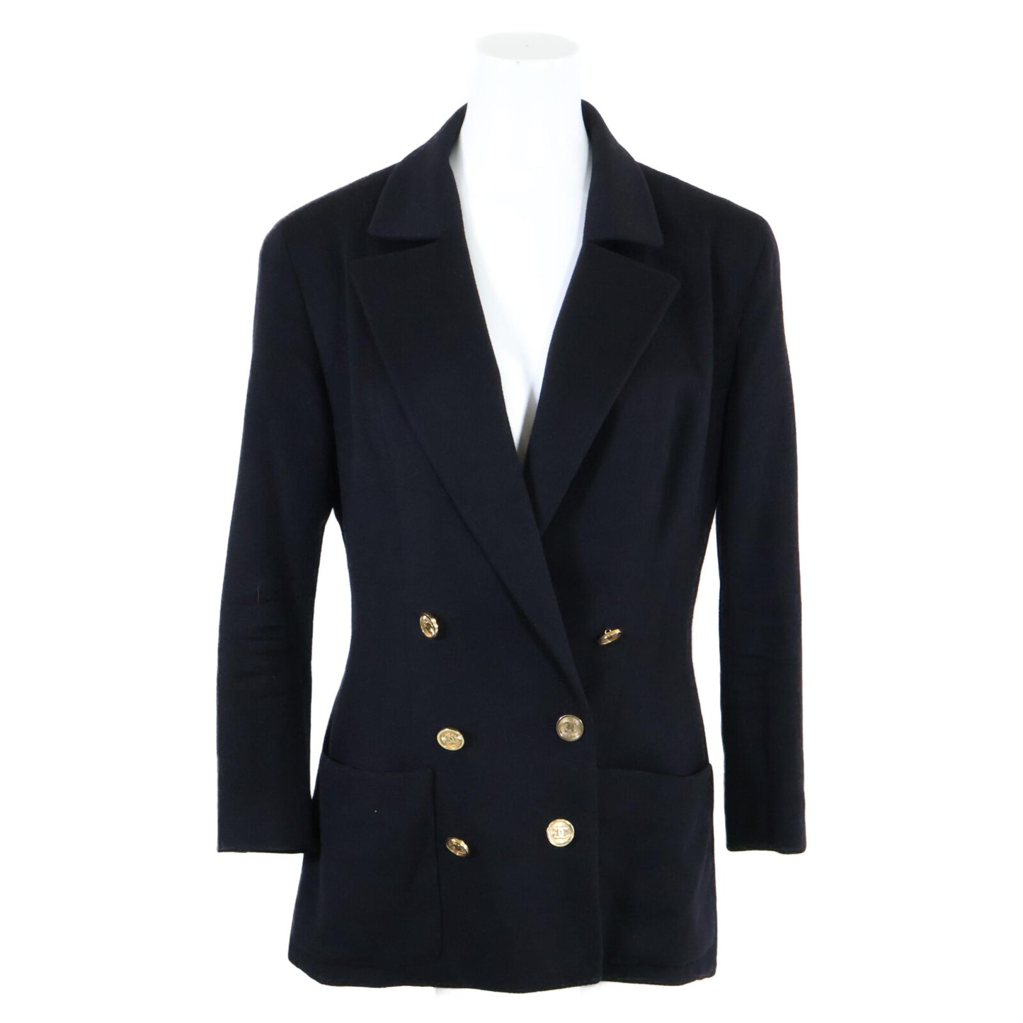 CHANEL シャネル 21652 カシミヤ100% ココマークボタン ダブルブレスト ピークドラペル ジャケット 36