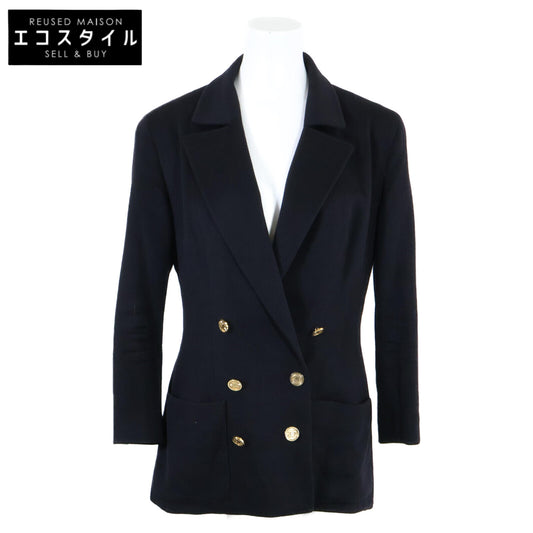 CHANEL シャネル 21652 カシミヤ100% ココマークボタン ダブルブレスト ピークドラペル ジャケット 36