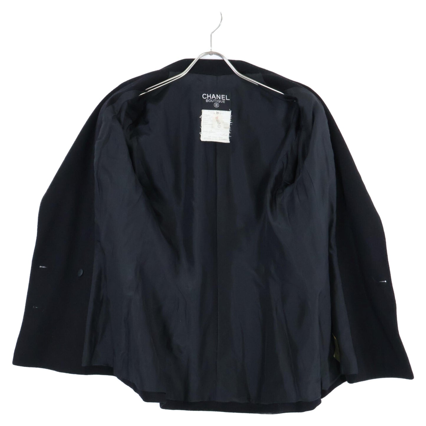 CHANEL シャネル 21652 カシミヤ100% ココマークボタン ダブルブレスト ピークドラペル ジャケット 36