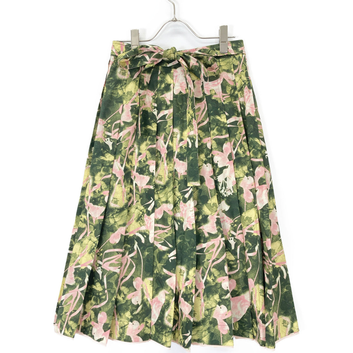 3.1 Phillip lim スリーワンフィリップリム E241-35564TPP グリーン 花柄 コットン プリーツワンピース 24 ワンピース 0