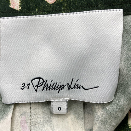 3.1 Phillip lim スリーワンフィリップリム E241-35564TPP グリーン 花柄 コットン プリーツワンピース 24 ワンピース 0