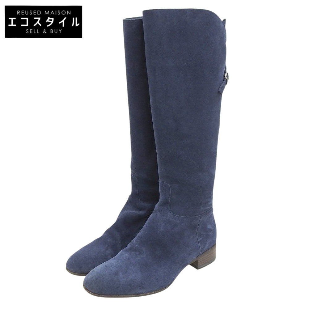 SARTORE サルトル スエード バックベルト ロングブーツ レディース ネイビー 35 1/2 シューズ 35.5