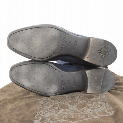 SARTORE サルトル スエード バックベルト ロングブーツ レディース ネイビー 35 1/2 シューズ 35.5