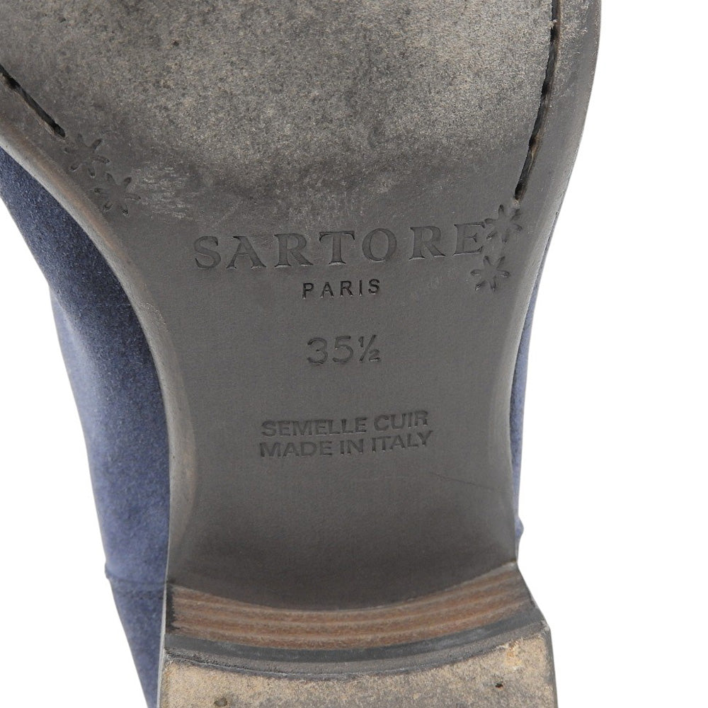 SARTORE サルトル スエード バックベルト ロングブーツ レディース ネイビー 35 1/2 シューズ 35.5