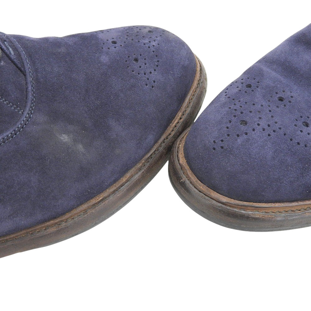 DOLCE&GABBANA ドルチェアンドガッバーナ スエード パンチング飾り プレーントゥ シューズ メンズ ネイビー 7 1/2 A20021 シューズ 7.5