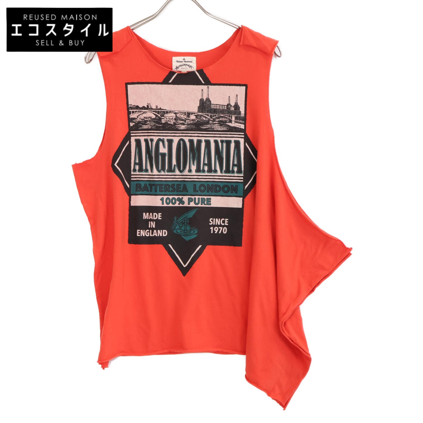 Vivienne Westwood ヴィヴィアンウエストウッド ANGLOMANIA アングロマニア 70101M ロゴプリント 変型デザイン ノースリーブ カットソー/ トップス 38
