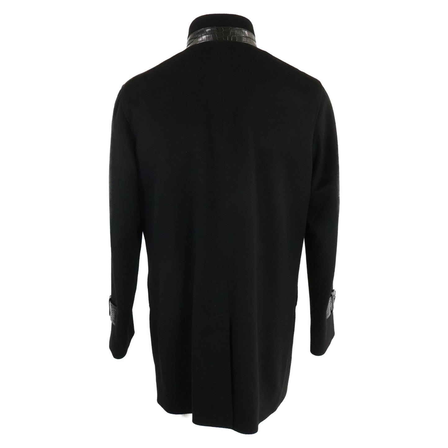 ZELE-PARIS ゼルパリ 美品 部分クロコダイル カシミヤ スタンドカラー コート