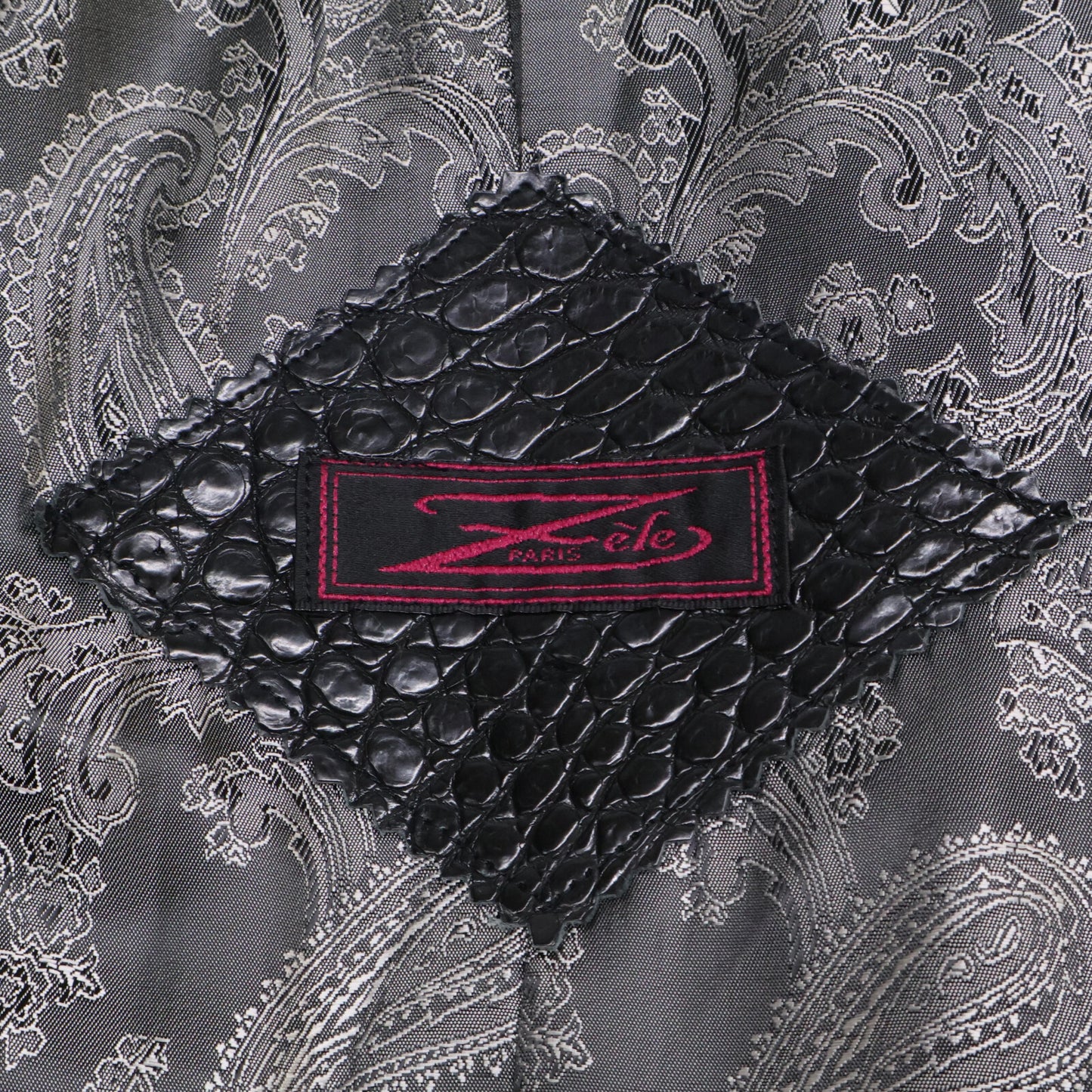 ZELE-PARIS ゼルパリ 美品 部分クロコダイル カシミヤ スタンドカラー コート