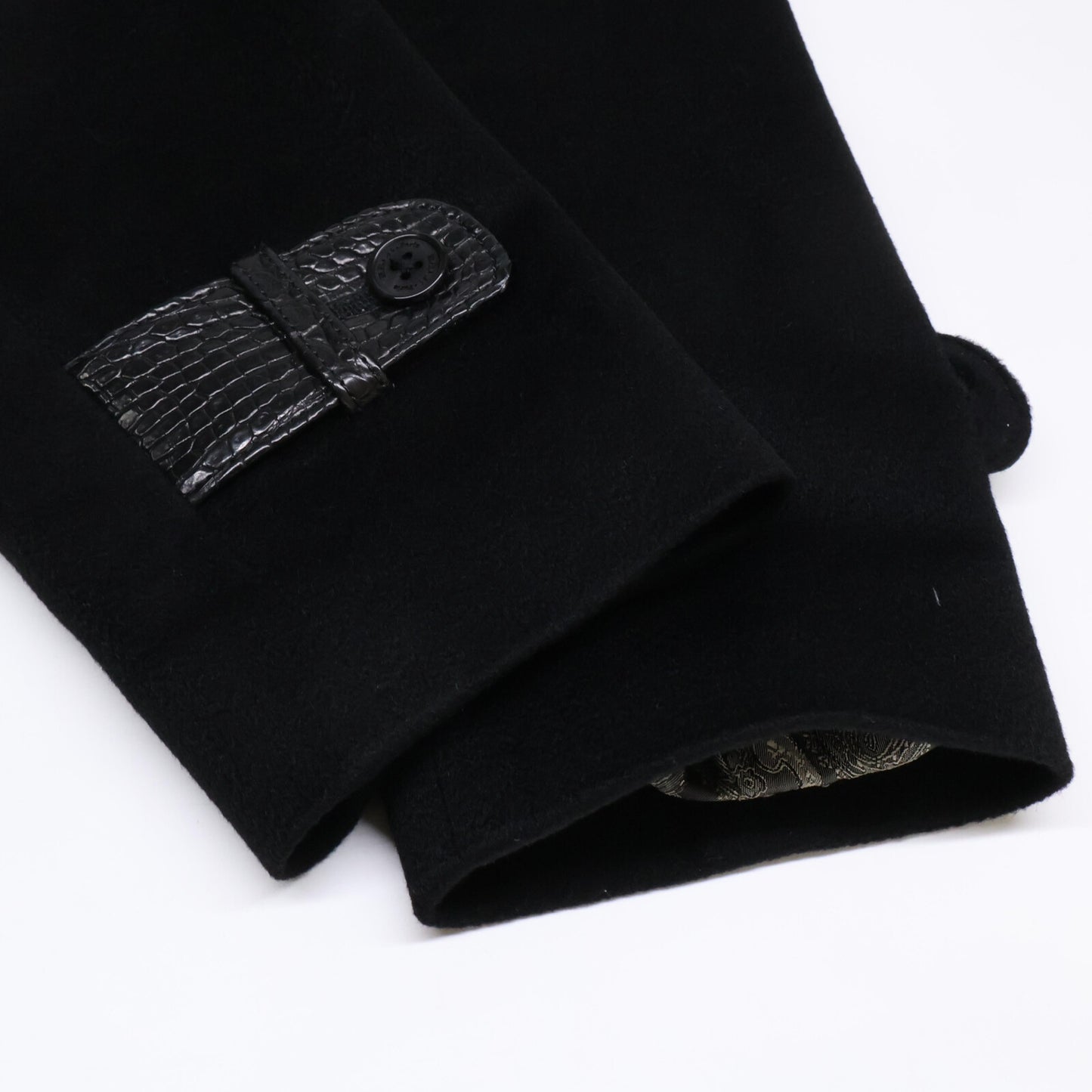 ZELE-PARIS ゼルパリ 美品 部分クロコダイル カシミヤ スタンドカラー コート