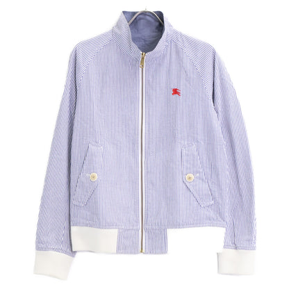 BURBERRY BLACK LABEL バーバリーブラックレーベル D1F15-117-24 ﾌﾞﾙｰ×ﾎﾜｲﾄ ｼｱｰｻｯｶｰ ﾘﾊﾞｰｼﾌﾞﾙﾌﾞﾙｿﾞﾝ ジャケット L