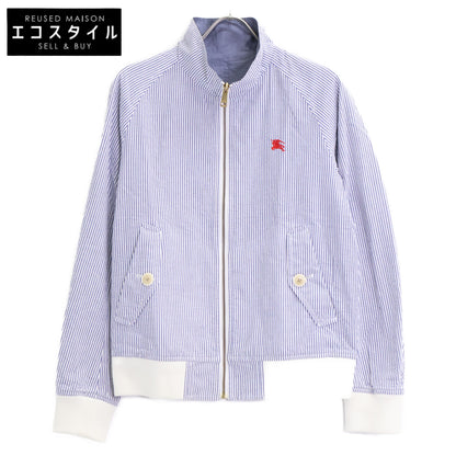 BURBERRY BLACK LABEL バーバリーブラックレーベル D1F15-117-24 ﾌﾞﾙｰ×ﾎﾜｲﾄ ｼｱｰｻｯｶｰ ﾘﾊﾞｰｼﾌﾞﾙﾌﾞﾙｿﾞﾝ ジャケット L