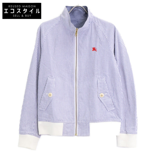 BURBERRY BLACK LABEL バーバリーブラックレーベル D1F15-117-24 ﾌﾞﾙｰ×ﾎﾜｲﾄ ｼｱｰｻｯｶｰ ﾘﾊﾞｰｼﾌﾞﾙﾌﾞﾙｿﾞﾝ ジャケット L