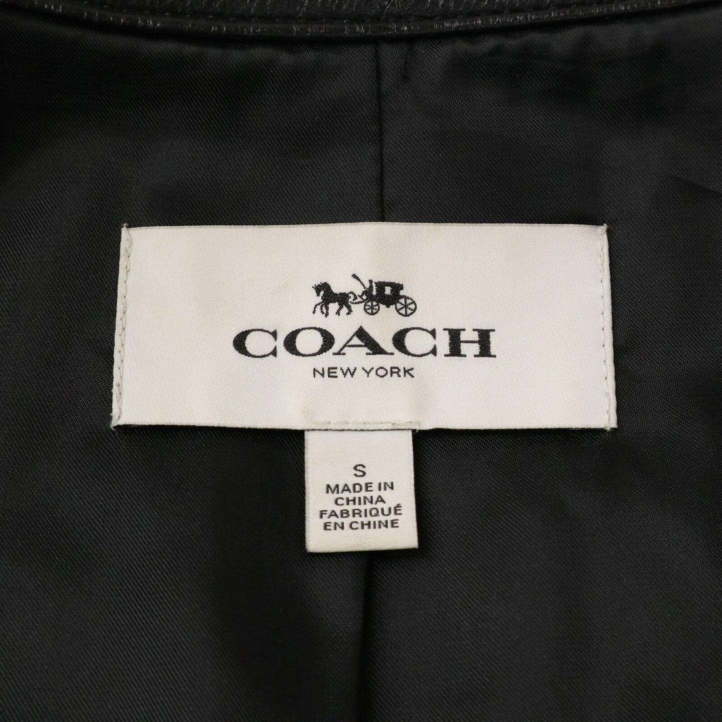 COACH コーチ F86594 ﾌﾞﾗｯｸ ｶｳﾚｻﾞｰ ｼﾝｸﾞﾙﾗｲﾀﾞｰｽｼﾞｬｹｯﾄ ジャケット S