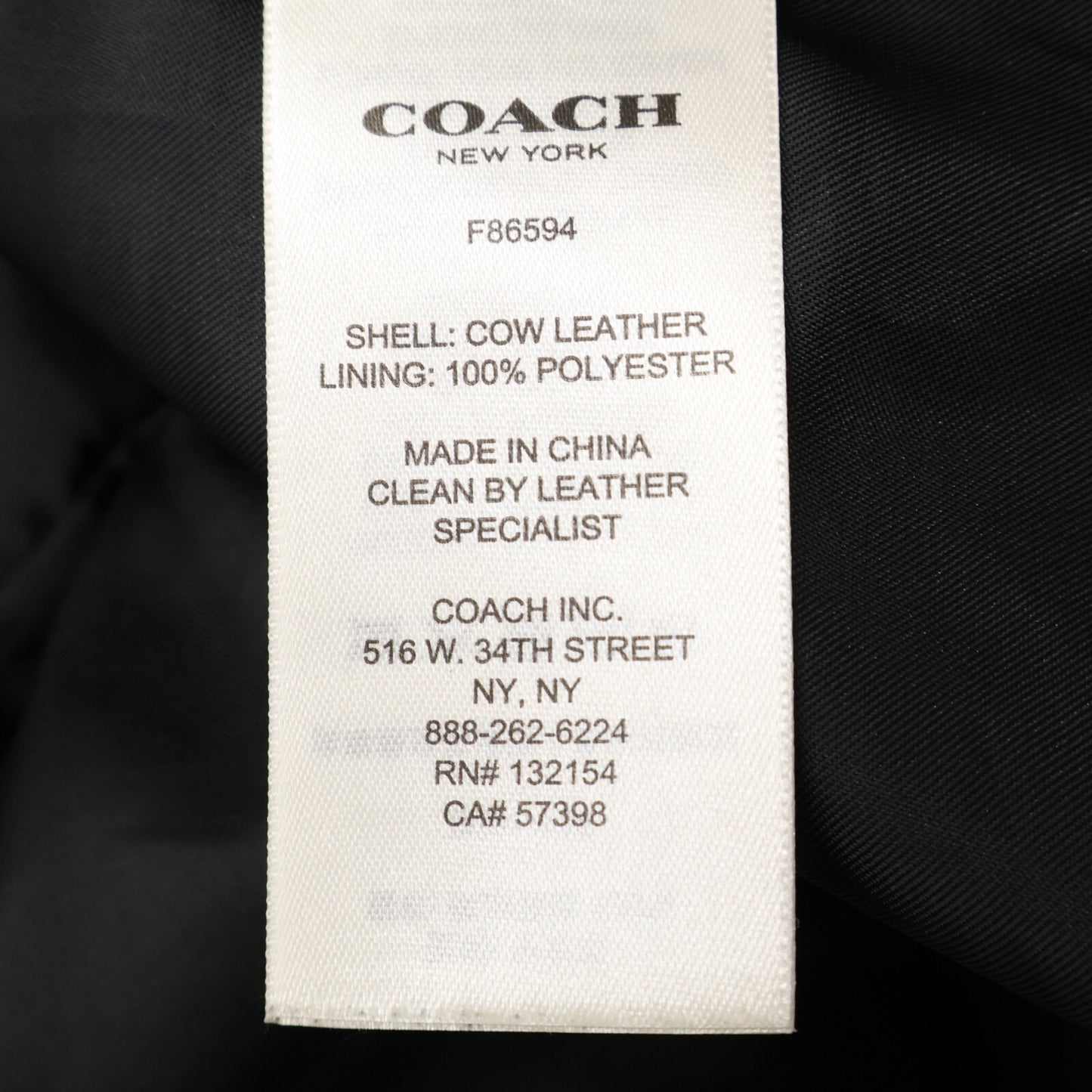 COACH コーチ F86594 ﾌﾞﾗｯｸ ｶｳﾚｻﾞｰ ｼﾝｸﾞﾙﾗｲﾀﾞｰｽｼﾞｬｹｯﾄ ジャケット S