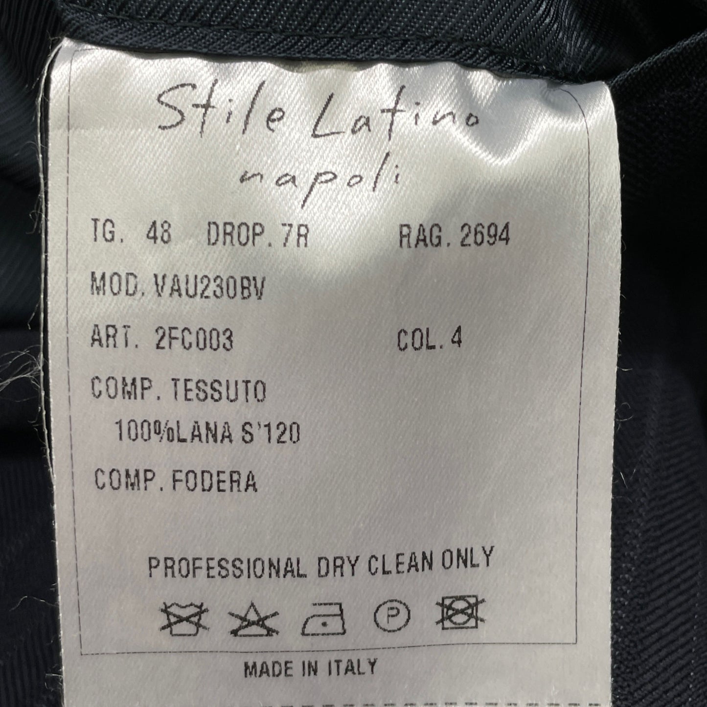 STILE LATINO スティレラティーノ VAU230BV ﾈｲﾋﾞｰ ｽﾄﾗｲﾌﾟ ｽｰﾂ スーツ セットアップ 48