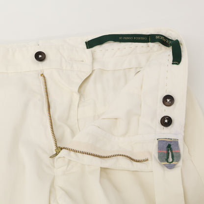 BERWICH ベルウィッチ ホワイト ガーメントダイコットンストレッチギャバジンテーパードパンツ ボトムス 46