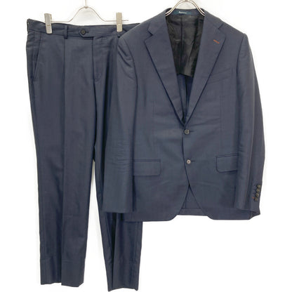 Aquascutum アクアスキュータム ﾈｲﾋﾞｰ ｳｰﾙｼﾙｸ ｽﾄﾗｲﾌﾟ ｼﾝｸﾞﾙ 2B ｽｰﾂ スーツ セットアップ A5