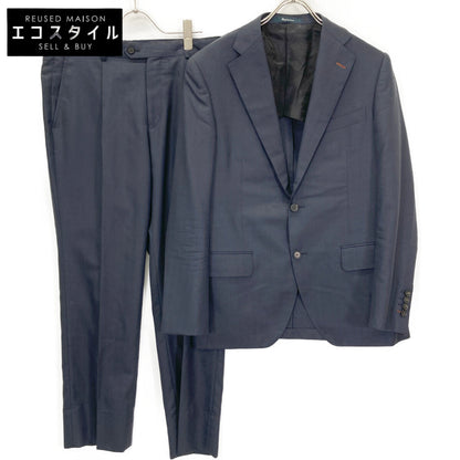 Aquascutum アクアスキュータム ﾈｲﾋﾞｰ ｳｰﾙｼﾙｸ ｽﾄﾗｲﾌﾟ ｼﾝｸﾞﾙ 2B ｽｰﾂ スーツ セットアップ A5