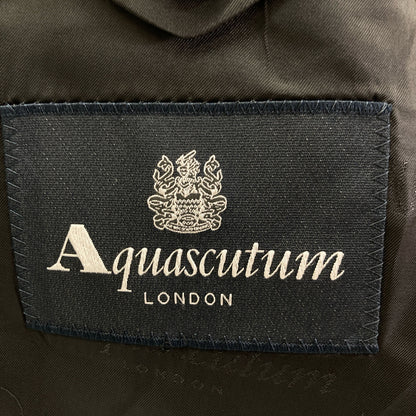 Aquascutum アクアスキュータム ﾈｲﾋﾞｰ ｳｰﾙｼﾙｸ ｽﾄﾗｲﾌﾟ ｼﾝｸﾞﾙ 2B ｽｰﾂ スーツ セットアップ A5