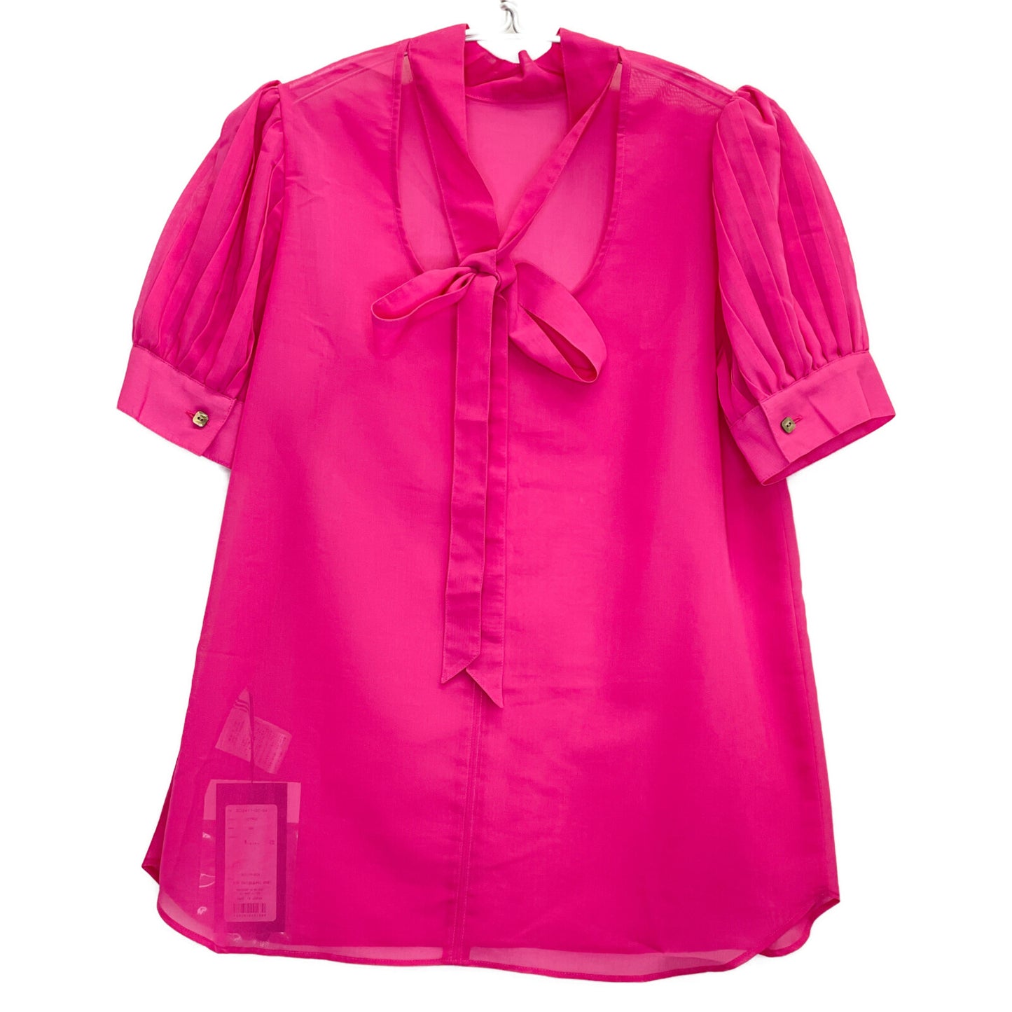 BORDERS at BALCONY ボーダーズアットバルコニー ﾋﾟﾝｸ PUFF SLEEVE SHEER BLOUSE トップス 38