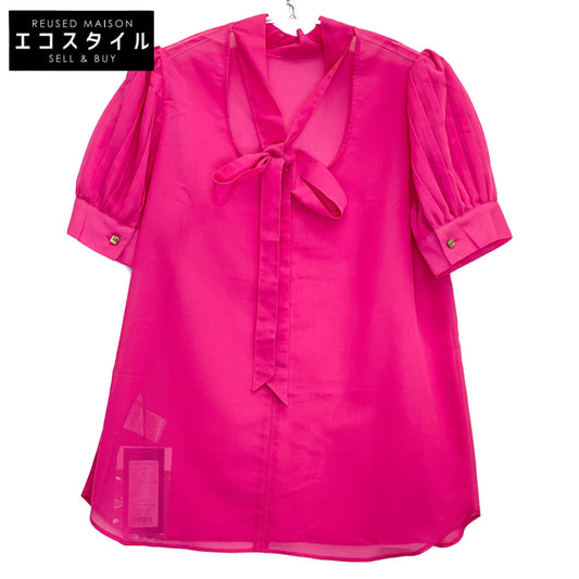 BORDERS at BALCONY ボーダーズアットバルコニー ﾋﾟﾝｸ PUFF SLEEVE SHEER BLOUSE トップス 38