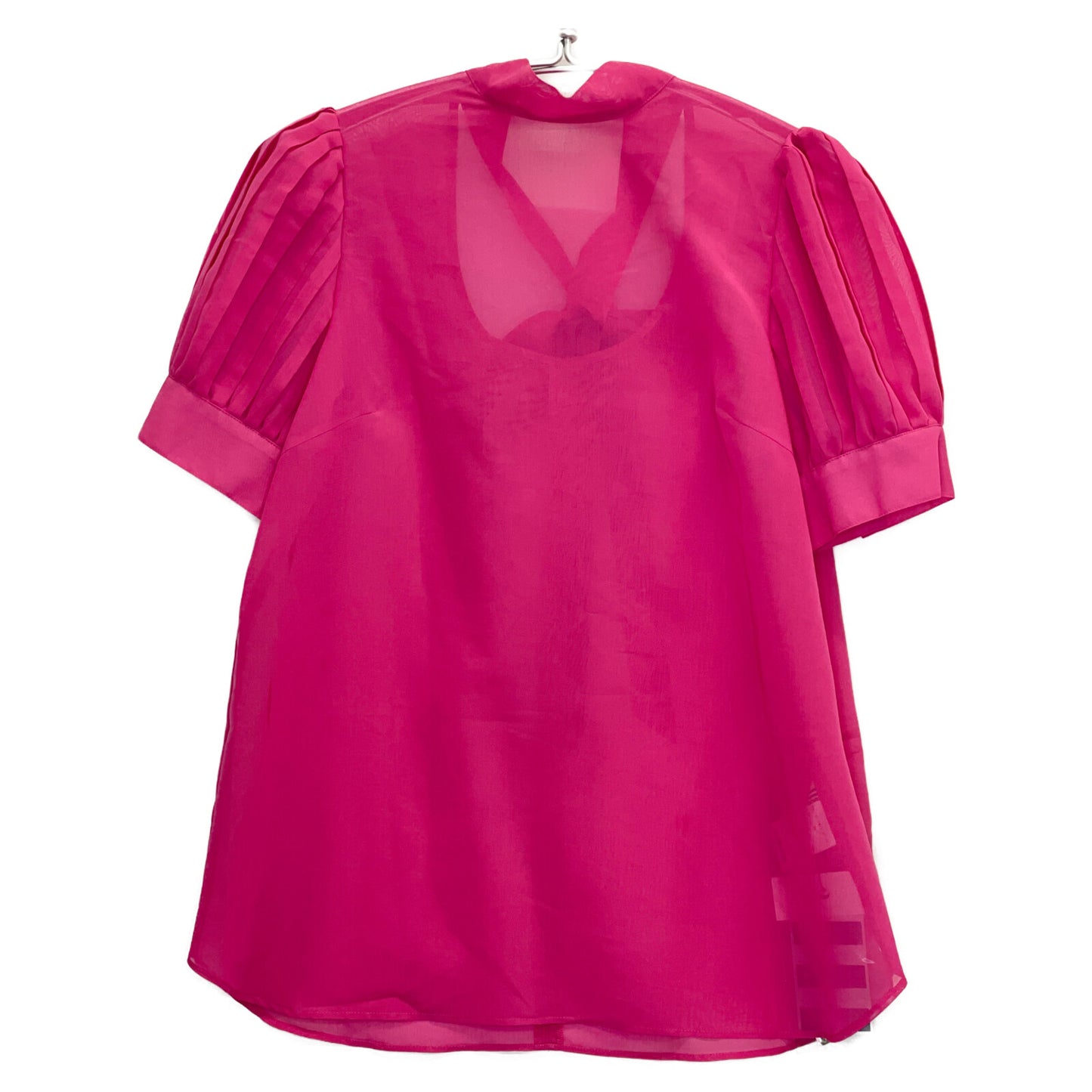 BORDERS at BALCONY ボーダーズアットバルコニー ﾋﾟﾝｸ PUFF SLEEVE SHEER BLOUSE トップス 38