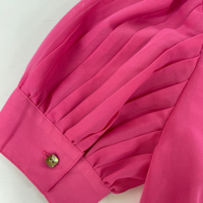 BORDERS at BALCONY ボーダーズアットバルコニー ﾋﾟﾝｸ PUFF SLEEVE SHEER BLOUSE トップス 38