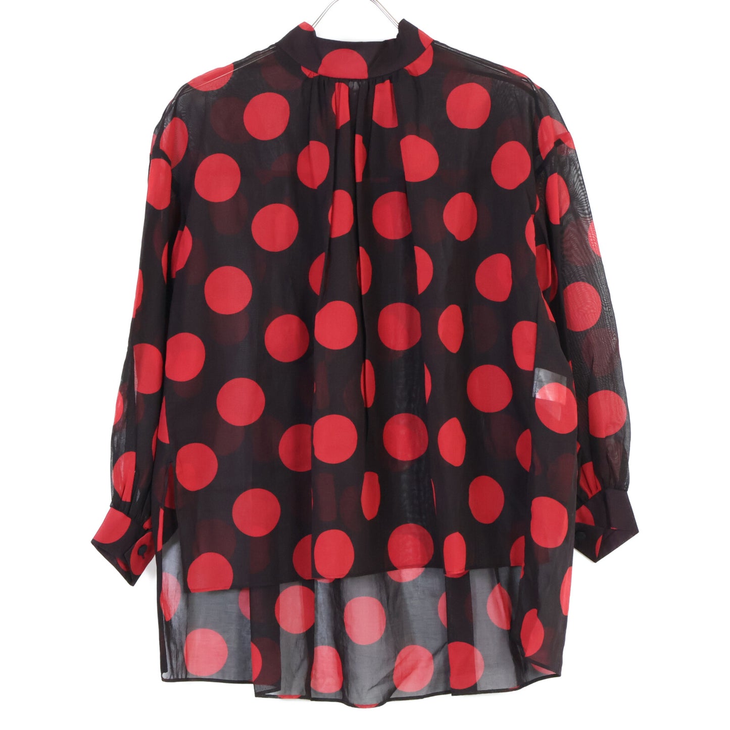 TOMORROWLAND トゥモローランド ｺﾚｸｼｮﾝ ﾌﾞﾗｯｸﾚｯﾄﾞ ﾗﾙｼﾞｭﾄﾞｯﾄﾌﾟﾘﾝﾄ ﾊﾞｯｸﾘﾎﾞﾝﾌﾞﾗｳｽ トップス 36