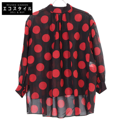 TOMORROWLAND トゥモローランド ｺﾚｸｼｮﾝ ﾌﾞﾗｯｸﾚｯﾄﾞ ﾗﾙｼﾞｭﾄﾞｯﾄﾌﾟﾘﾝﾄ ﾊﾞｯｸﾘﾎﾞﾝﾌﾞﾗｳｽ トップス 36