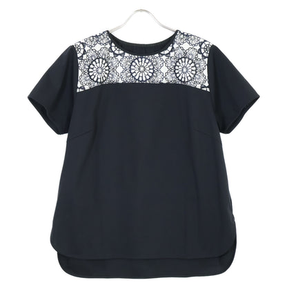 TRANS WORK トランスワーク ﾌﾞﾗｯｸ 花柄刺繍 半袖Tｼｬﾂ×ｽｶｰﾄ スーツ　セットアップ 46