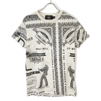 RRL ダブルアールエル ﾎﾜｲﾄ TWO COWBOY ﾌﾟﾘﾝﾄ Tｼｬﾂ トップス S