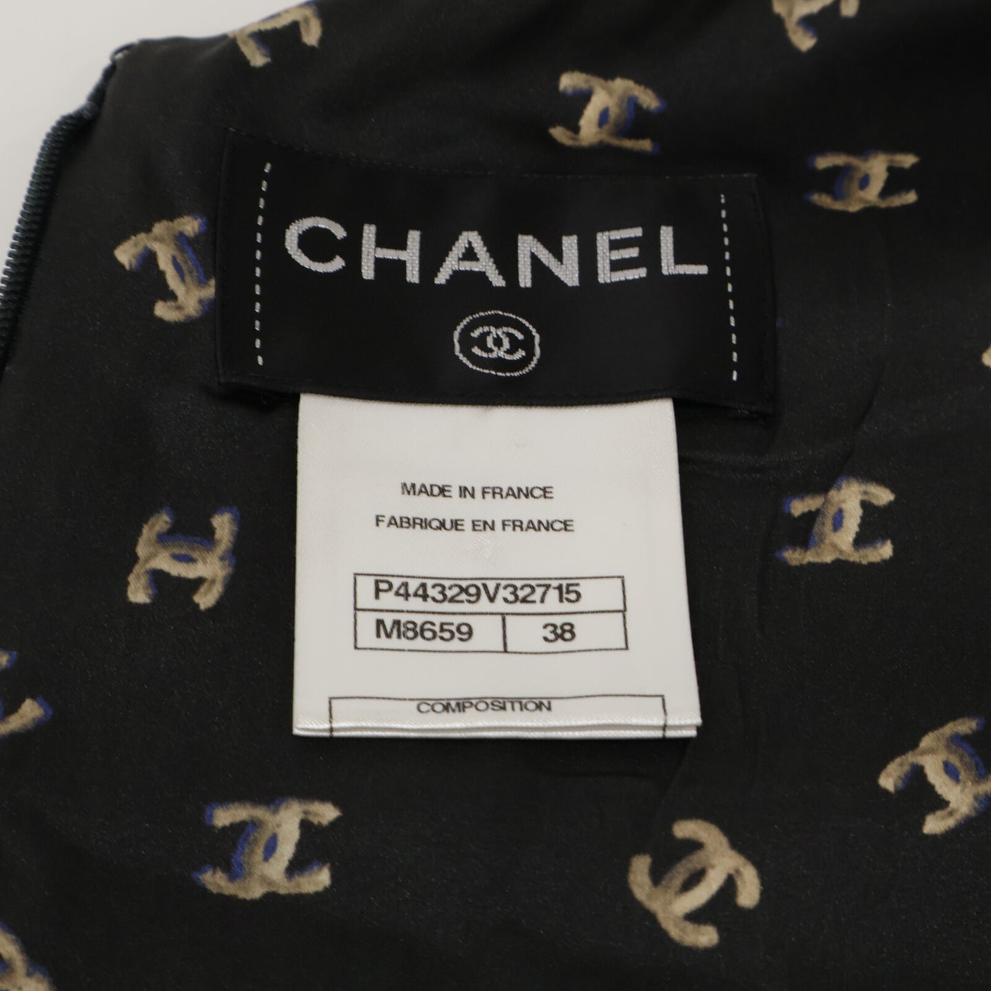 CHANEL シャネル 【美品】P44329V32715 ココマーク総柄 シルク100％ ノースリーブ ワンピース 38