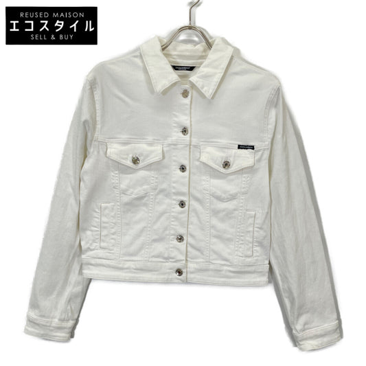 DOLCE&GABBANA ドルチェアンドガッバーナ F9H08D ﾎﾜｲﾄ ﾃﾞﾆﾑ ﾄﾗｯｶｰｼﾞｬｹｯﾄ ジャケット 40