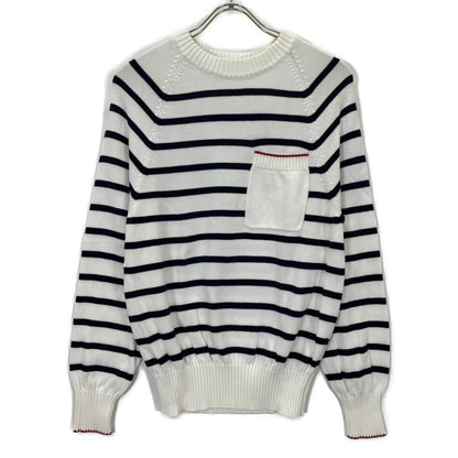 BRUNELLO CUCINELLI ブルネロクチネリ 21年製 ﾎﾜｲﾄ ｺｯﾄﾝ ﾎﾞｰﾀﾞｰ ﾆｯﾄｾｰﾀｰ トップス 46