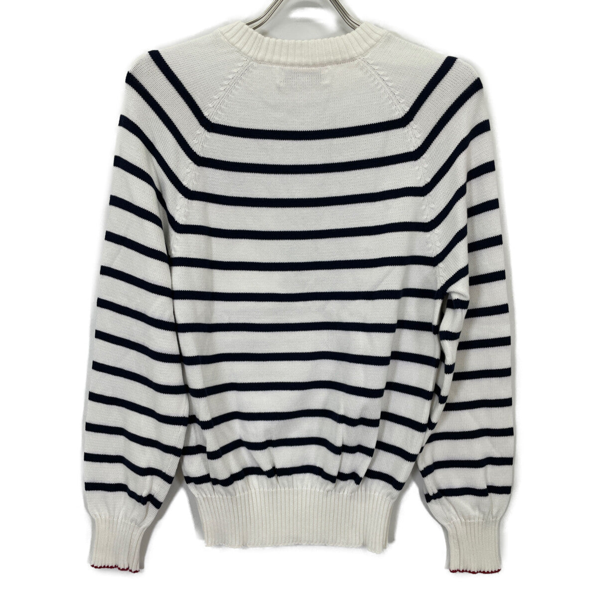 BRUNELLO CUCINELLI ブルネロクチネリ 21年製 ﾎﾜｲﾄ ｺｯﾄﾝ ﾎﾞｰﾀﾞｰ ﾆｯﾄｾｰﾀｰ トップス 46