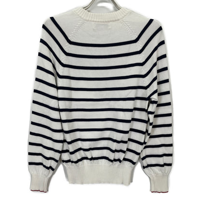 BRUNELLO CUCINELLI ブルネロクチネリ 21年製 ﾎﾜｲﾄ ｺｯﾄﾝ ﾎﾞｰﾀﾞｰ ﾆｯﾄｾｰﾀｰ トップス 46