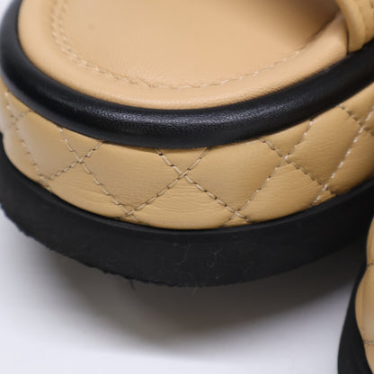 CHANEL シャネル G39143 22A メティエダールコレクション ココマーク マトラッセ ラットフォーム ベルクロ サンダル シューズ 38